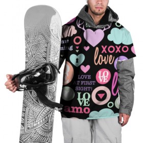 Накидка на куртку 3D с принтом Любовь на разных языках в Новосибирске, 100% полиэстер |  | Тематика изображения на принте: 14 | love | валентин | губы | день | любовь | подарок | поцелуй | сердце | страсть | февраль