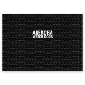 Поздравительная открытка с принтом Алексей Watch Dogs в Новосибирске, 100% бумага | плотность бумаги 280 г/м2, матовая, на обратной стороне линовка и место для марки
 | алексей | алеша | леша