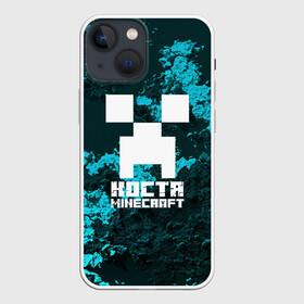 Чехол для iPhone 13 mini с принтом Костя в стиле Minecraft в Новосибирске,  |  | константин | крипер | майнкрафт