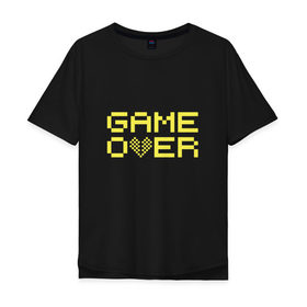 Мужская футболка хлопок Oversize с принтом Game Over yellow в Новосибирске, 100% хлопок | свободный крой, круглый ворот, “спинка” длиннее передней части | 