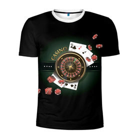 Мужская футболка 3D спортивная с принтом Покер Старс в Новосибирске, 100% полиэстер с улучшенными характеристиками | приталенный силуэт, круглая горловина, широкие плечи, сужается к линии бедра | игра | казино | каре | карты | роял | сет | стрит | туз | удача | флеш | фул | хаус