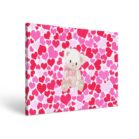 Холст прямоугольный с принтом Белый Мишка в Новосибирске, 100% ПВХ |  | 14 февраля | bear | love | teddy | абстракция | арт | девушкам | день всех влюбленных | день святого валентина | животные | медведь | милые | мишка | сердечки | тедди