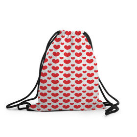 Рюкзак-мешок 3D с принтом Красные сердечки в Новосибирске, 100% полиэстер | плотность ткани — 200 г/м2, размер — 35 х 45 см; лямки — толстые шнурки, застежка на шнуровке, без карманов и подкладки | 