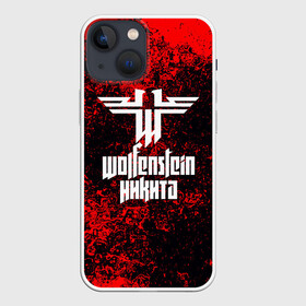 Чехол для iPhone 13 mini с принтом Никита в стиле Wolfenstein в Новосибирске,  |  | Тематика изображения на принте: action | blazkowicz | game | name | the new order | wolfenstein | wolfenstein ii: the new colossus | игры | имена | немцы | никита | шутер