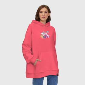 Худи SuperOversize хлопок с принтом My little pony в Новосибирске, 70% хлопок, 30% полиэстер, мягкий начес внутри | карман-кенгуру, эластичная резинка на манжетах и по нижней кромке, двухслойный капюшон
 | my little pony