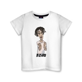 Детская футболка хлопок с принтом KIZARU в Новосибирске, 100% хлопок | круглый вырез горловины, полуприлегающий силуэт, длина до линии бедер | Тематика изображения на принте: kizaru | rap | кизару | олег нечипоренко | реп