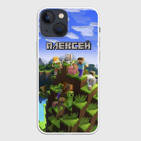Чехол для iPhone 13 mini с принтом Алексей   Minecraft в Новосибирске,  |  | Тематика изображения на принте: minecraft | алексей | алеша | алешка | добывать | игра | игрушка | имя | компьютерная | кубики | леха | леша | майкрафт | майн крафт | майнкрафт | пиксели | пиксель | ремесло | с именем | шахта
