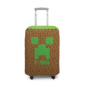 Чехол для чемодана 3D с принтом Глеб-Minecraft в Новосибирске, 86% полиэфир, 14% спандекс | двустороннее нанесение принта, прорези для ручек и колес | крипер | майнкрафт