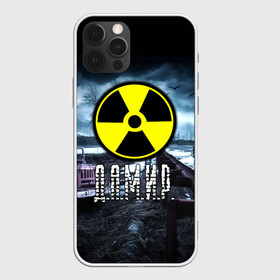 Чехол для iPhone 12 Pro с принтом S.T.A.L.K.E.R. - Д.А.М.И.Р. в Новосибирске, силикон | область печати: задняя сторона чехла, без боковых панелей | Тематика изображения на принте: stalker | буквы | волки | грузовик | дамир | дамирчик | знак | игра | имя | ммо | мрак | надпись | опасность | припять | птицы | радиация | рпг | сталкер | чернобыль | шутер