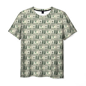 Мужская футболка 3D с принтом Доллары в Новосибирске, 100% полиэфир | прямой крой, круглый вырез горловины, длина до линии бедер | Тематика изображения на принте: dollars | money | usa | деньги | доллар | паттерн | сша