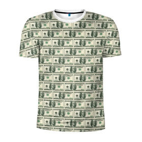 Мужская футболка 3D спортивная с принтом Доллары в Новосибирске, 100% полиэстер с улучшенными характеристиками | приталенный силуэт, круглая горловина, широкие плечи, сужается к линии бедра | dollars | money | usa | деньги | доллар | паттерн | сша