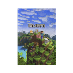 Обложка для паспорта матовая кожа с принтом Валера - Minecraft. в Новосибирске, натуральная матовая кожа | размер 19,3 х 13,7 см; прозрачные пластиковые крепления | Тематика изображения на принте: minecraft |  валерий | валера | валерка | добывать | игра | игрушка | имя | компьютерная | кубики | майкрафт | майн крафт | майнкрафт | пиксели | пиксель | ремесло | с именем | шахта