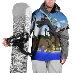 Накидка на куртку 3D с принтом Стив на Эндер Драконе в Новосибирске, 100% полиэстер |  | minecraft | minekraft | stive | майнкрафт | стив | эндер дракон