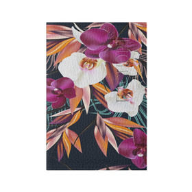 Обложка для паспорта матовая кожа с принтом Орхидея в Новосибирске, натуральная матовая кожа | размер 19,3 х 13,7 см; прозрачные пластиковые крепления | Тематика изображения на принте: flower | букет | краски | орхидеи | природа | текстуры | тропики | тропический | цветочки | цветы