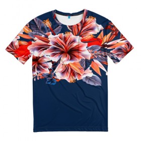 Мужская футболка 3D с принтом Цветочная мода в Новосибирске, 100% полиэфир | прямой крой, круглый вырез горловины, длина до линии бедер | flower | букет | краски | орхидеи | природа | текстуры | тропики | тропический | цветочки | цветы