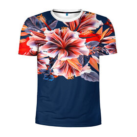 Мужская футболка 3D спортивная с принтом Цветочная мода в Новосибирске, 100% полиэстер с улучшенными характеристиками | приталенный силуэт, круглая горловина, широкие плечи, сужается к линии бедра | flower | букет | краски | орхидеи | природа | текстуры | тропики | тропический | цветочки | цветы
