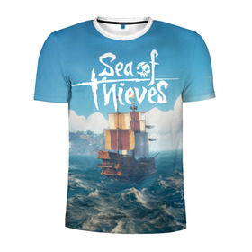 Мужская футболка 3D спортивная с принтом Sea of Thieves в Новосибирске, 100% полиэстер с улучшенными характеристиками | приталенный силуэт, круглая горловина, широкие плечи, сужается к линии бедра | pirates | sea of thieves | пираты
