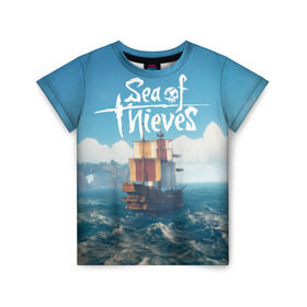 Детская футболка 3D с принтом Sea of Thieves в Новосибирске, 100% гипоаллергенный полиэфир | прямой крой, круглый вырез горловины, длина до линии бедер, чуть спущенное плечо, ткань немного тянется | Тематика изображения на принте: pirates | sea of thieves | пираты
