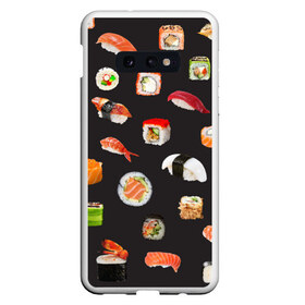 Чехол для Samsung S10E с принтом Суши в Новосибирске, Силикон | Область печати: задняя сторона чехла, без боковых панелей | food | rolls | sushi | tokyo | еда | роллы | суши | токио