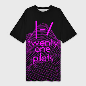 Платье-футболка 3D с принтом twenty one pilots neon music в Новосибирске,  |  | группа | инди поп | синти поп