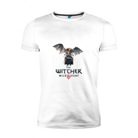 Мужская футболка премиум с принтом Ведьмак в Новосибирске, 92% хлопок, 8% лайкра | приталенный силуэт, круглый вырез ворота, длина до линии бедра, короткий рукав | wild hunt | witcher | witcher3 | ведьмак | дикая охота