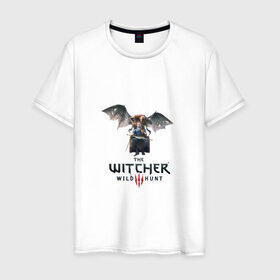 Мужская футболка хлопок с принтом Ведьмак в Новосибирске, 100% хлопок | прямой крой, круглый вырез горловины, длина до линии бедер, слегка спущенное плечо. | wild hunt | witcher | witcher3 | ведьмак | дикая охота