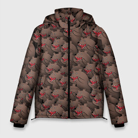 Мужская зимняя куртка 3D с принтом Медведи мемы в Новосибирске, верх — 100% полиэстер; подкладка — 100% полиэстер; утеплитель — 100% полиэстер | длина ниже бедра, свободный силуэт Оверсайз. Есть воротник-стойка, отстегивающийся капюшон и ветрозащитная планка. 

Боковые карманы с листочкой на кнопках и внутренний карман на молнии. | из кустов | комикс | коричневый | медведь | мем | мишки | паттерн | толпа