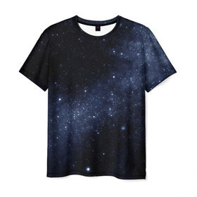 Мужская футболка 3D с принтом Звёздное небо в Новосибирске, 100% полиэфир | прямой крой, круглый вырез горловины, длина до линии бедер | Тематика изображения на принте: вселенная | звёзды | земля | космос | плеяды | пространство