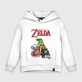 Детское худи Oversize хлопок с принтом zelda tri force heroes в Новосибирске, френч-терри — 70% хлопок, 30% полиэстер. Мягкий теплый начес внутри —100% хлопок | боковые карманы, эластичные манжеты и нижняя кромка, капюшон на магнитной кнопке | Тематика изображения на принте: link | zelda | зельда | линк | три линка