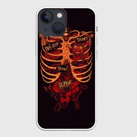 Чехол для iPhone 13 mini с принтом Человеческий скелет в Новосибирске,  |  | Тематика изображения на принте: 3d скелет | кости | легкие | органы | ребра | сердце | скелет | человек