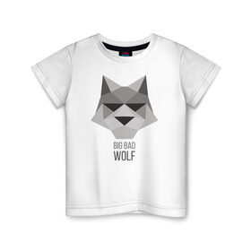 Детская футболка хлопок с принтом Big Bad Wolf в Новосибирске, 100% хлопок | круглый вырез горловины, полуприлегающий силуэт, длина до линии бедер | duck sauce | абстракция | большой | вой | волк | животное | заяц | крутая | крутой | ну погоди | песня | серый | треугольник | хищник