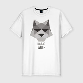 Мужская футболка премиум с принтом Big Bad Wolf в Новосибирске, 92% хлопок, 8% лайкра | приталенный силуэт, круглый вырез ворота, длина до линии бедра, короткий рукав | Тематика изображения на принте: duck sauce | абстракция | большой | вой | волк | животное | заяц | крутая | крутой | ну погоди | песня | серый | треугольник | хищник
