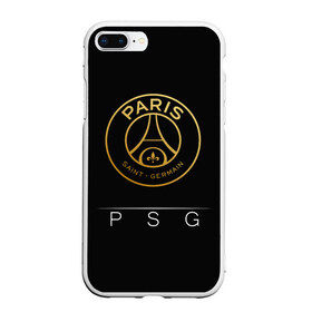 Чехол для iPhone 7Plus/8 Plus матовый с принтом PSG Gold в Новосибирске, Силикон | Область печати: задняя сторона чехла, без боковых панелей | champions | france | germain | gold | league | neymar | paris | psg | saint | лига | псж | франция | чемпионов