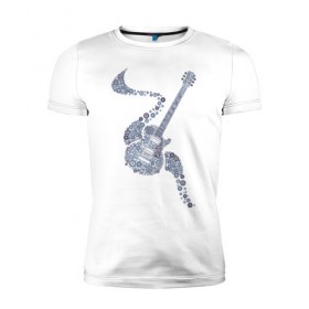 Мужская футболка премиум с принтом Гитара в Новосибирске, 92% хлопок, 8% лайкра | приталенный силуэт, круглый вырез ворота, длина до линии бедра, короткий рукав | гитара | инструмент | круги | кружева | музыка | рок | стиль