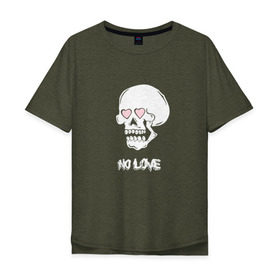 Мужская футболка хлопок Oversize с принтом No love skull в Новосибирске, 100% хлопок | свободный крой, круглый ворот, “спинка” длиннее передней части | guccigang | hearts | nolove | дремин | ивандремин | любовь | нелюбовь | сердечки | сердце | фэйс | череп
