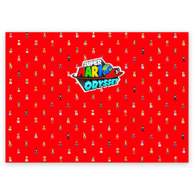 Поздравительная открытка с принтом Super Mario Odyssey в Новосибирске, 100% бумага | плотность бумаги 280 г/м2, матовая, на обратной стороне линовка и место для марки
 | 