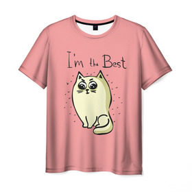 Мужская футболка 3D с принтом Я лучший в Новосибирске, 100% полиэфир | прямой крой, круглый вырез горловины, длина до линии бедер | Тематика изображения на принте: cat | домашние любимцы | животные | котики | котэ | котята | любовь | милые