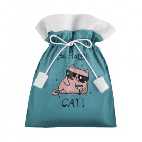 Подарочный 3D мешок с принтом Быть счастливым котом! в Новосибирске, 100% полиэстер | Размер: 29*39 см | Тематика изображения на принте: cat | happy | домашние любимцы | животные | котики | котэ | котята | любов | милые | счастье