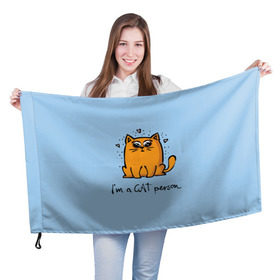 Флаг 3D с принтом I am a Cat Person в Новосибирске, 100% полиэстер | плотность ткани — 95 г/м2, размер — 67 х 109 см. Принт наносится с одной стороны | cat | домашние любимцы | животные | котики | котэ | котята | любовь | милые