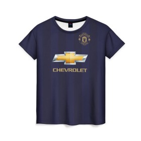 Женская футболка 3D с принтом Man United Форма Away 18/19 в Новосибирске, 100% полиэфир ( синтетическое хлопкоподобное полотно) | прямой крой, круглый вырез горловины, длина до линии бедер | mu | манчестер юнайтед | мю | форма