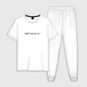 Мужская пижама хлопок с принтом SpaceX в Новосибирске, 100% хлопок | брюки и футболка прямого кроя, без карманов, на брюках мягкая резинка на поясе и по низу штанин
 | Тематика изображения на принте: 9 | bfr | elon musk | falcon | heavy | день космонавтики | илон маск | космические путешествия | космос | наука | ракета | ракетоноситель | реактивная тяга | фалькон