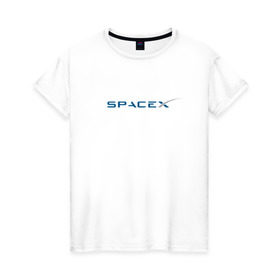 Женская футболка хлопок с принтом SpaceX в Новосибирске, 100% хлопок | прямой крой, круглый вырез горловины, длина до линии бедер, слегка спущенное плечо | 9 | bfr | elon musk | falcon | heavy | день космонавтики | илон маск | космические путешествия | космос | наука | ракета | ракетоноситель | реактивная тяга | фалькон