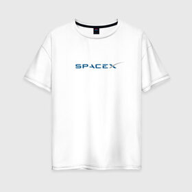 Женская футболка хлопок Oversize с принтом SpaceX в Новосибирске, 100% хлопок | свободный крой, круглый ворот, спущенный рукав, длина до линии бедер
 | 9 | bfr | elon musk | falcon | heavy | день космонавтики | илон маск | космические путешествия | космос | наука | ракета | ракетоноситель | реактивная тяга | фалькон