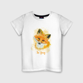 Детская футболка хлопок с принтом Лисичка в Новосибирске, 100% хлопок | круглый вырез горловины, полуприлегающий силуэт, длина до линии бедер | Тематика изображения на принте: fox | лес | лесной | лис | лиса | лисенок | лисичка | милый | рыжий | хищник