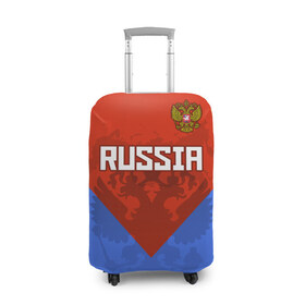 Чехол для чемодана 3D с принтом Russia в Новосибирске, 86% полиэфир, 14% спандекс | двустороннее нанесение принта, прорези для ручек и колес | federation | russia | russian | герб | двуглавый | двухглавый | медведь | олимпиада | орел | патриот | россии | российская | россия | рф | спорт | три колор | федерация | флаг | форма | я русский