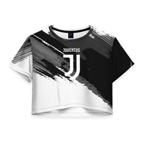 Женская футболка 3D укороченная с принтом JUVENTUS SPORT STYLE в Новосибирске, 100% полиэстер | круглая горловина, длина футболки до линии талии, рукава с отворотами | Тематика изображения на принте: football | soccer | ювентус