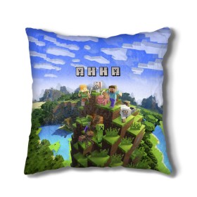 Подушка 3D с принтом Анна - Minecraft в Новосибирске, наволочка – 100% полиэстер, наполнитель – холлофайбер (легкий наполнитель, не вызывает аллергию). | состоит из подушки и наволочки. Наволочка на молнии, легко снимается для стирки | анка | анюта | аня | майнкрафт