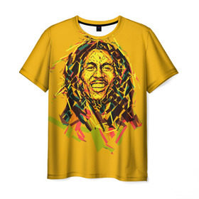 Мужская футболка 3D с принтом bob marley в Новосибирске, 100% полиэфир | прямой крой, круглый вырез горловины, длина до линии бедер | гитарист | марли | музыкант | неста | регги | роберт