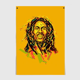 Постер с принтом bob marley в Новосибирске, 100% бумага
 | бумага, плотность 150 мг. Матовая, но за счет высокого коэффициента гладкости имеет небольшой блеск и дает на свету блики, но в отличии от глянцевой бумаги не покрыта лаком | гитарист | марли | музыкант | неста | регги | роберт