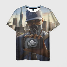 Мужская футболка 3D с принтом Watch Dogs в Новосибирске, 100% полиэфир | прямой крой, круглый вырез горловины, длина до линии бедер | 3d | aiden | pearce | графика | девушки | игры | кепка | мужчины | пистолеты
